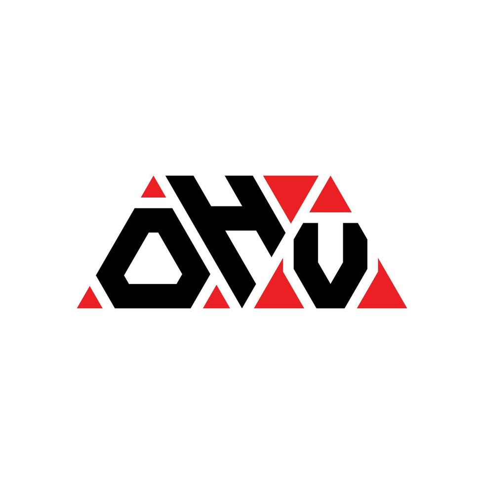 OHV triangle letter logo design with triangle shape. OHV triangle logo design monogram. OHV triangle vector logo template with red color. OHV triangular logo Simple, Elegant, and Luxurious Logo. OHV