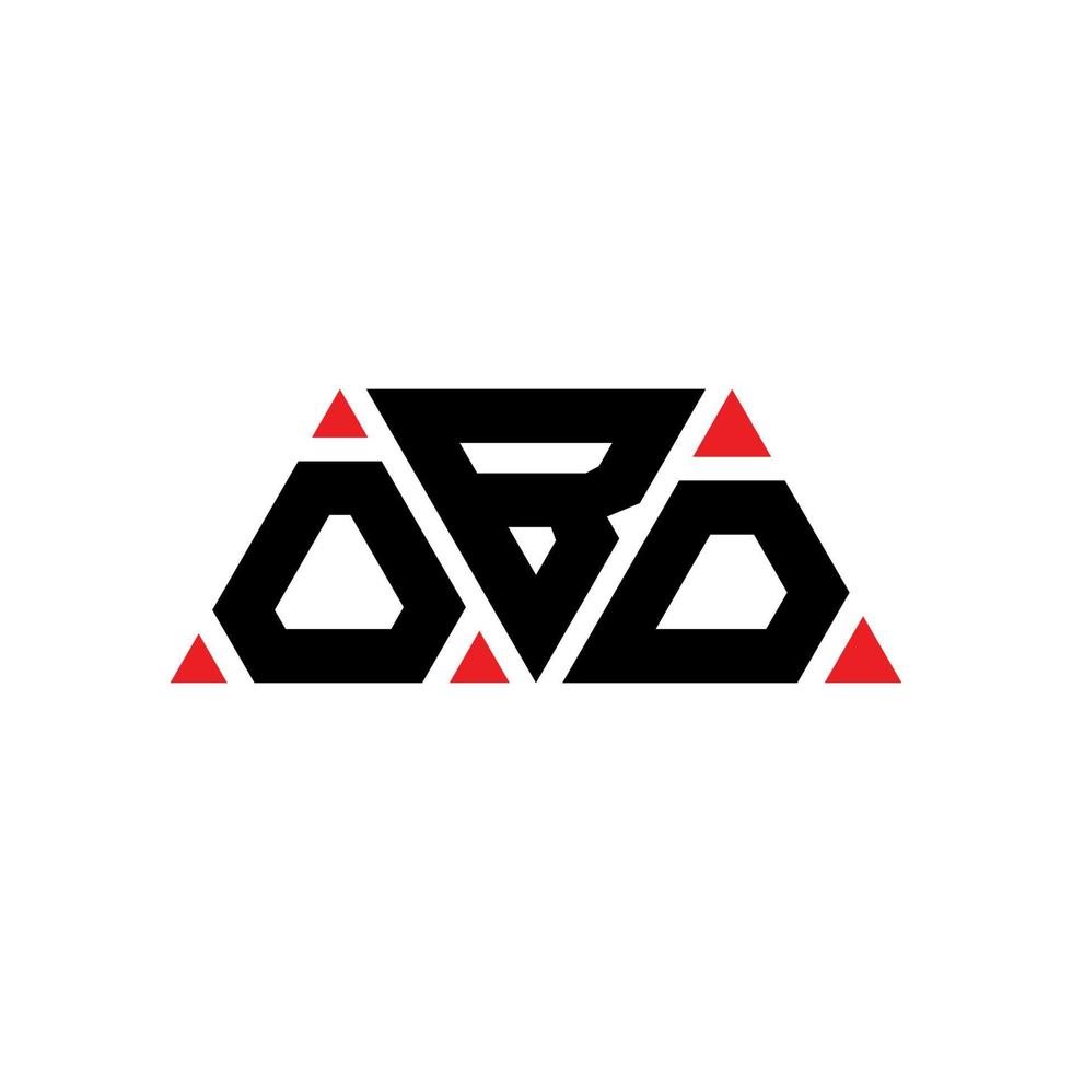 OBD triangle letter logo design with triangle shape. OBD triangle logo design monogram. OBD triangle vector logo template with red color. OBD triangular logo Simple, Elegant, and Luxurious Logo. OBD