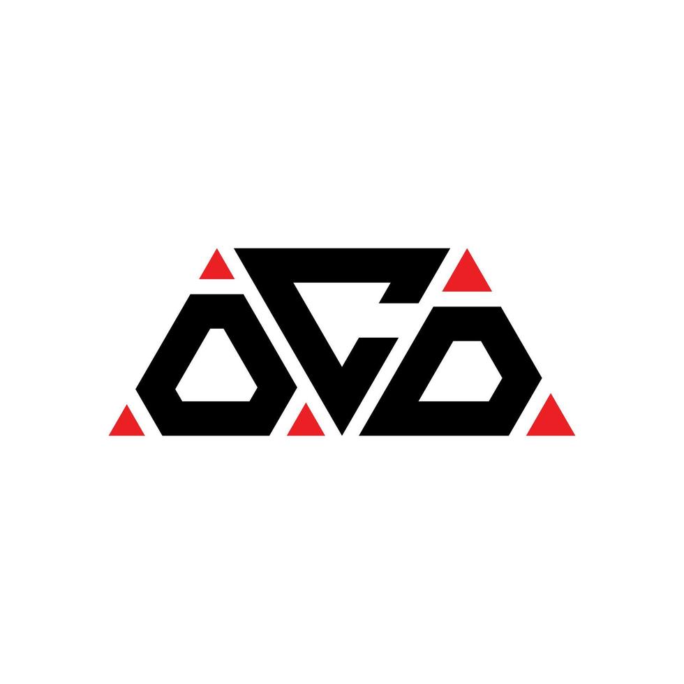 diseño de logotipo de letra triangular ocd con forma de triángulo. monograma de diseño de logotipo de triángulo ocd. plantilla de logotipo de vector de triángulo ocd con color rojo. logotipo triangular ocd logotipo simple, elegante y lujoso. TOC