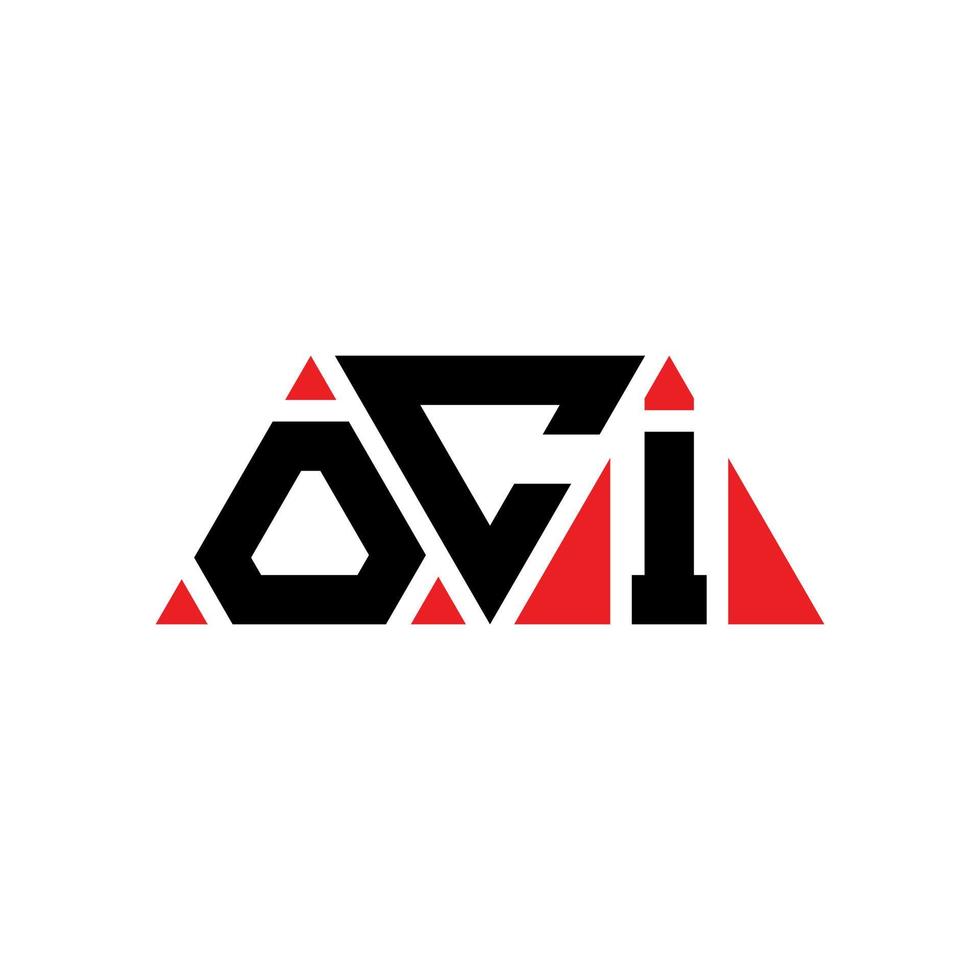 OCI triangle letter logo design with triangle shape. OCI triangle logo design monogram. OCI triangle vector logo template with red color. OCI triangular logo Simple, Elegant, and Luxurious Logo. OCI