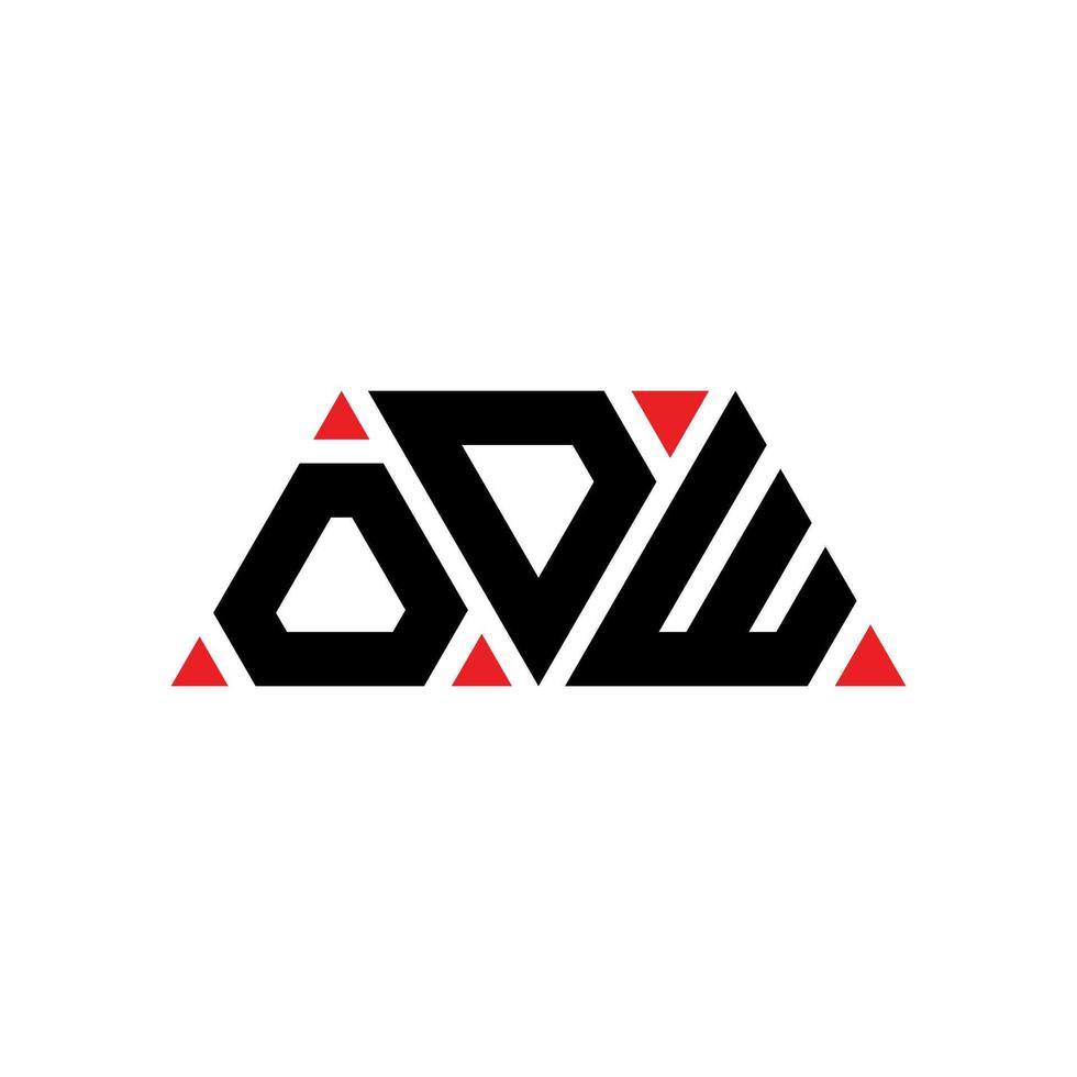 ODW triangle letter logo design with triangle shape. ODW triangle logo design monogram. ODW triangle vector logo template with red color. ODW triangular logo Simple, Elegant, and Luxurious Logo. ODW