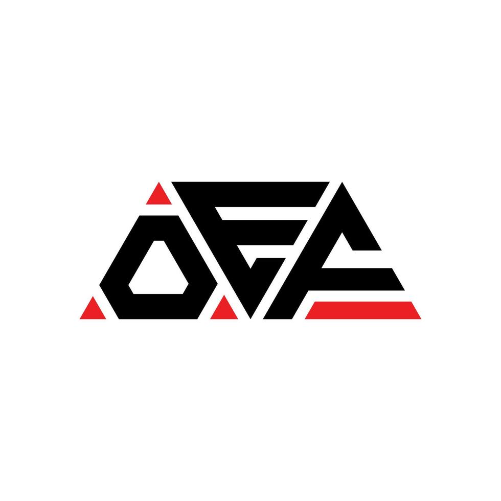 diseño de logotipo de letra triangular oef con forma de triángulo. monograma de diseño del logotipo del triángulo oef. plantilla de logotipo de vector de triángulo oef con color rojo. logotipo triangular oef logotipo simple, elegante y lujoso. oef