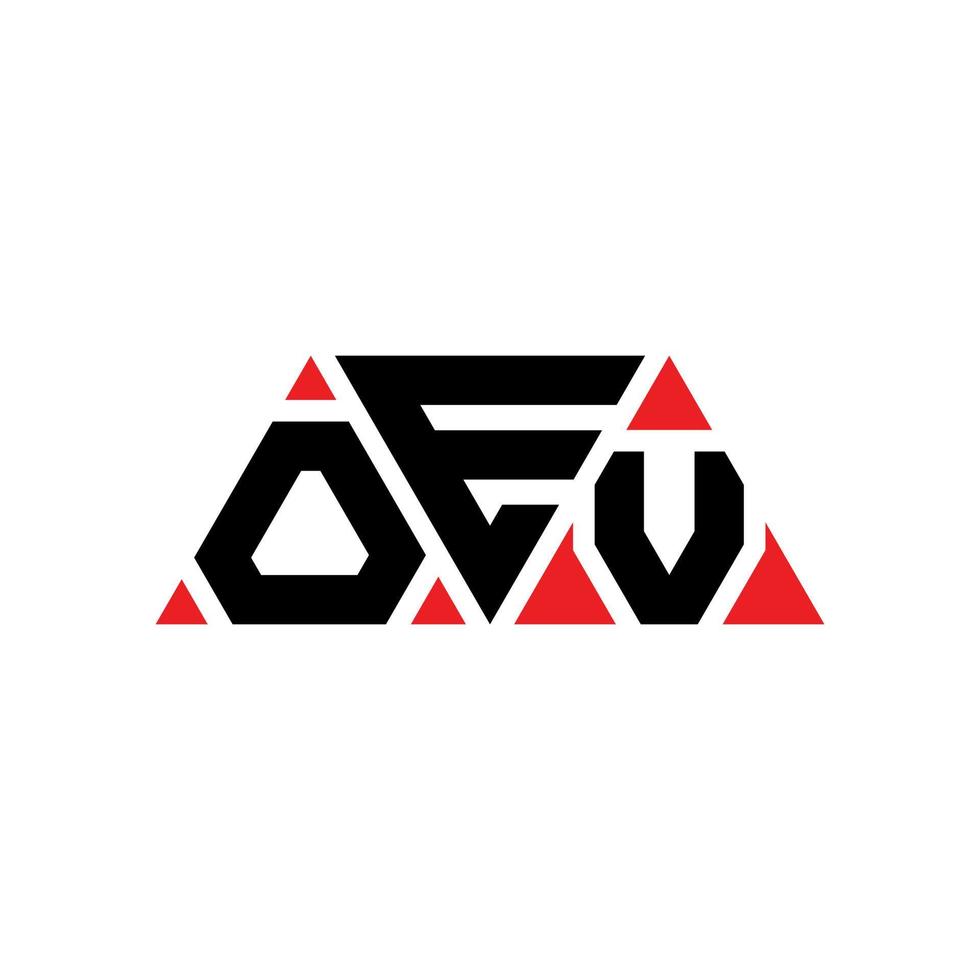 diseño de logotipo de letra triangular oev con forma de triángulo. monograma de diseño del logotipo del triángulo oev. plantilla de logotipo de vector de triángulo oev con color rojo. logo triangular oev logo simple, elegante y lujoso. oev