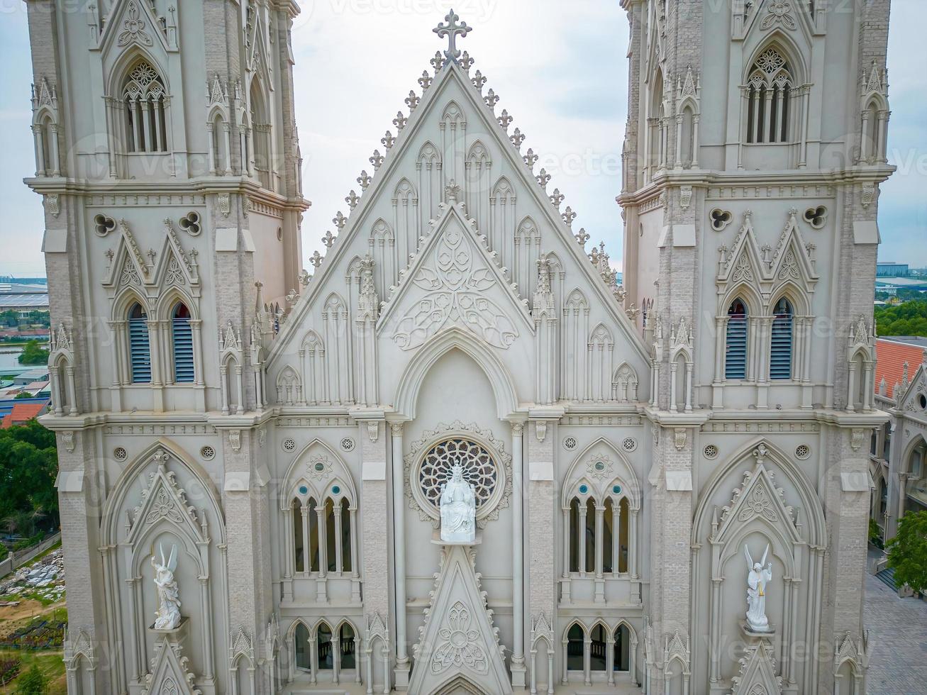 Song Vinh Church, also known as Parish Song Vinh in Phu My, which attracts tourists to visit spiritually on weekends in Vung Tau, Vietnam. Song Vinh Church have construction building look like France photo