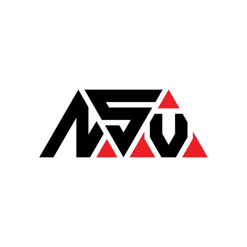 NSV triangle letter logo design with triangle shape. NSV triangle logo design monogram. NSV triangle vector logo template with red color. NSV triangular logo Simple, Elegant, and Luxurious Logo. NSV