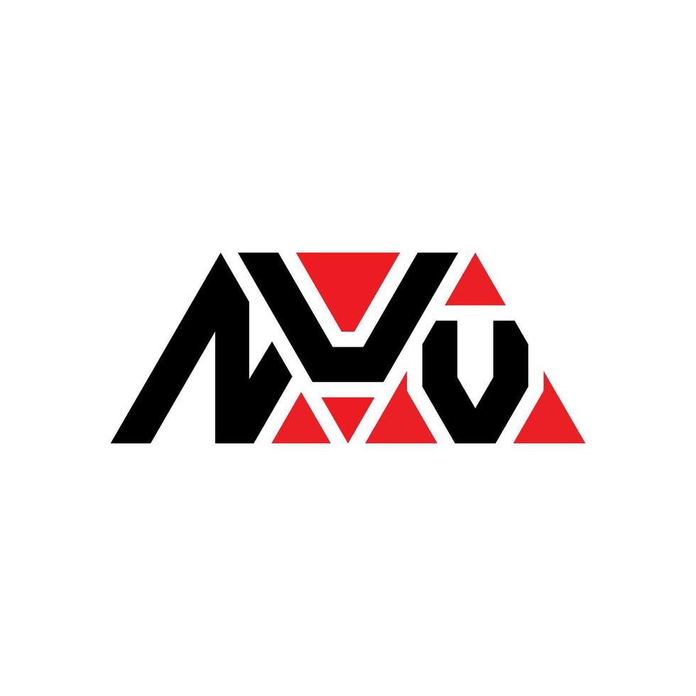 NUV triangle letter logo design with triangle shape. NUV triangle logo design monogram. NUV triangle vector logo template with red color. NUV triangular logo Simple, Elegant, and Luxurious Logo. NUV