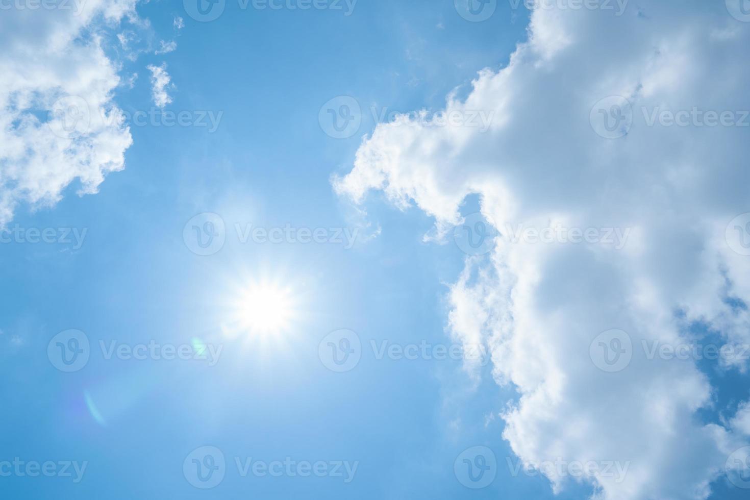 Beautiful view of blue sky with clouds at sunrise. Partly cloudy.Background cloud summer. Cloud summer. Sky cloud clear with sunset. Natural sky cinematic beautiful yellow and white texture background photo