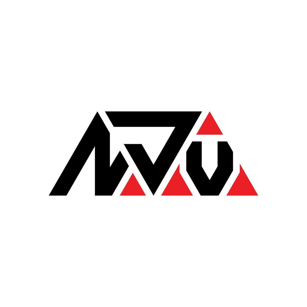 NJV triangle letter logo design with triangle shape. NJV triangle logo design monogram. NJV triangle vector logo template with red color. NJV triangular logo Simple, Elegant, and Luxurious Logo. NJV