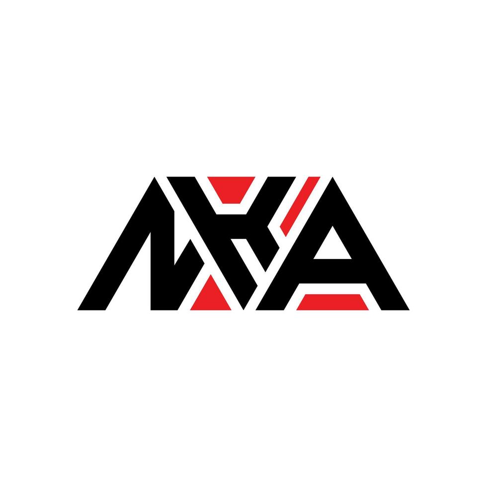 NKA triangle letter logo design with triangle shape. NKA triangle logo design monogram. NKA triangle vector logo template with red color. NKA triangular logo Simple, Elegant, and Luxurious Logo. NKA