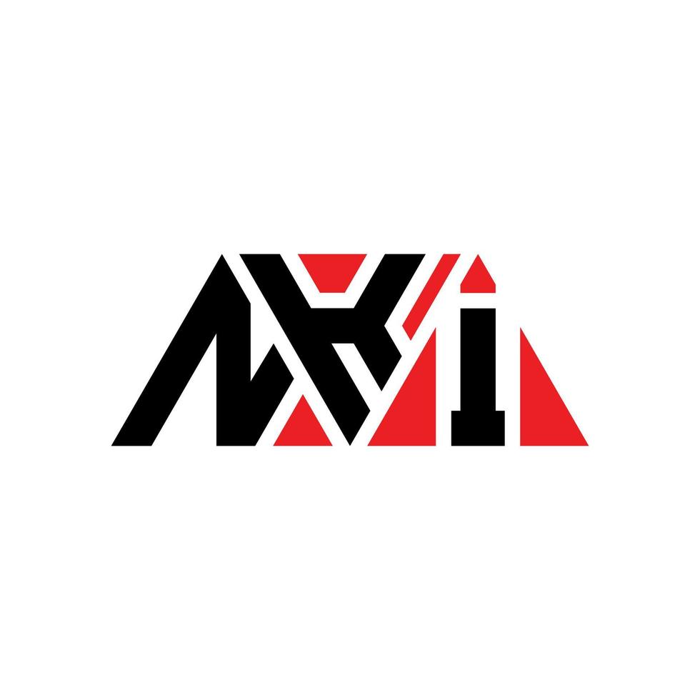 NKI triangle letter logo design with triangle shape. NKI triangle logo design monogram. NKI triangle vector logo template with red color. NKI triangular logo Simple, Elegant, and Luxurious Logo. NKI
