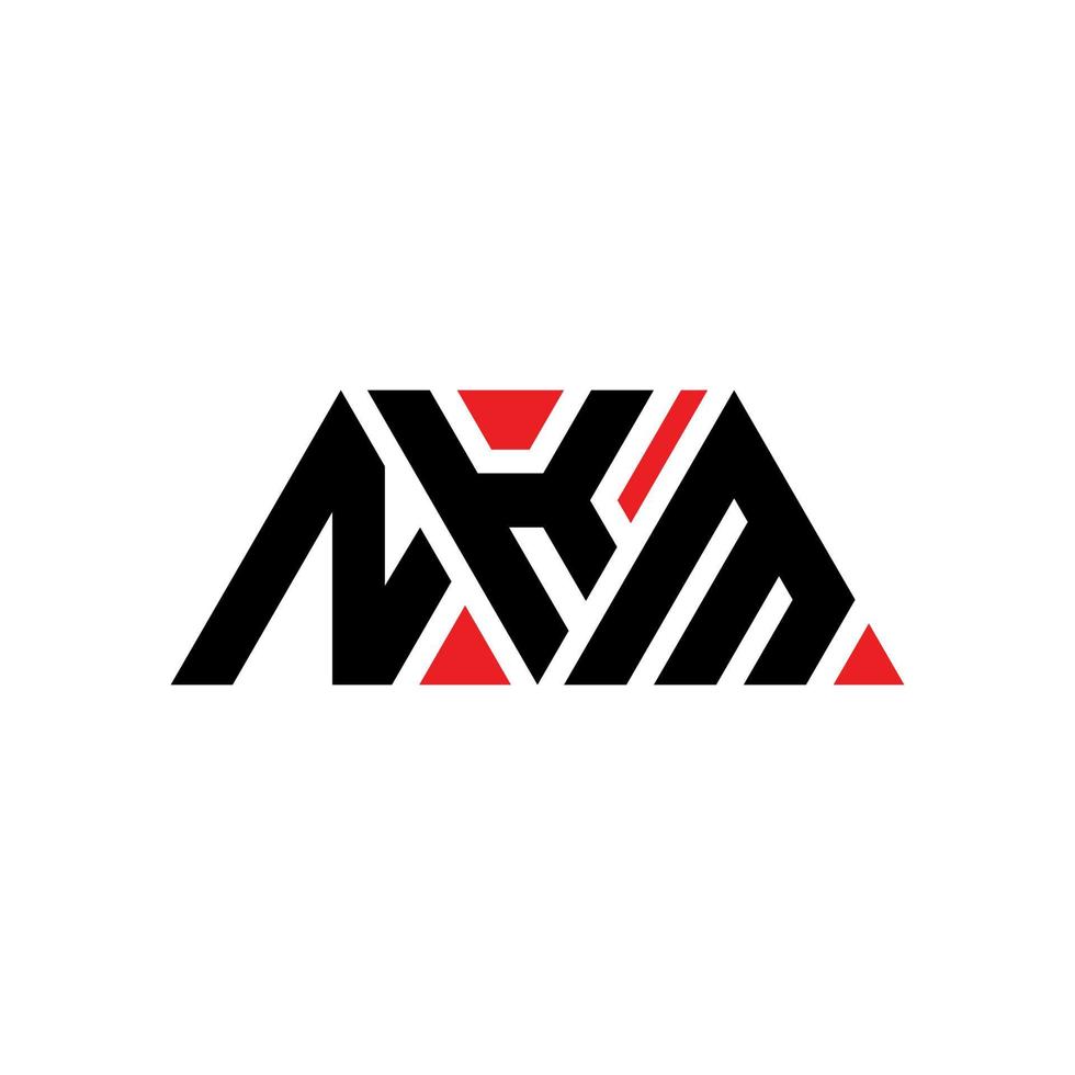 Diseño de logotipo de letra triangular nkm con forma de triángulo. monograma de diseño de logotipo de triángulo nkm. plantilla de logotipo de vector de triángulo nkm con color rojo. logotipo triangular nkm logotipo simple, elegante y lujoso. n km