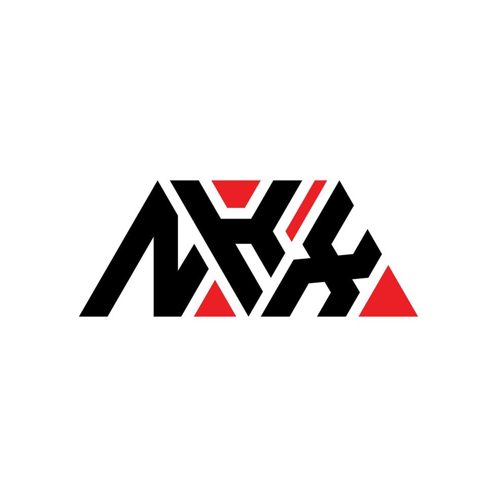 Diseño de logotipo de letra triangular nkx con forma de triángulo. monograma de diseño del logotipo del triángulo nkx. Plantilla de logotipo de vector de triángulo nkx con color rojo. logotipo triangular nkx logotipo simple, elegante y lujoso. nkx
