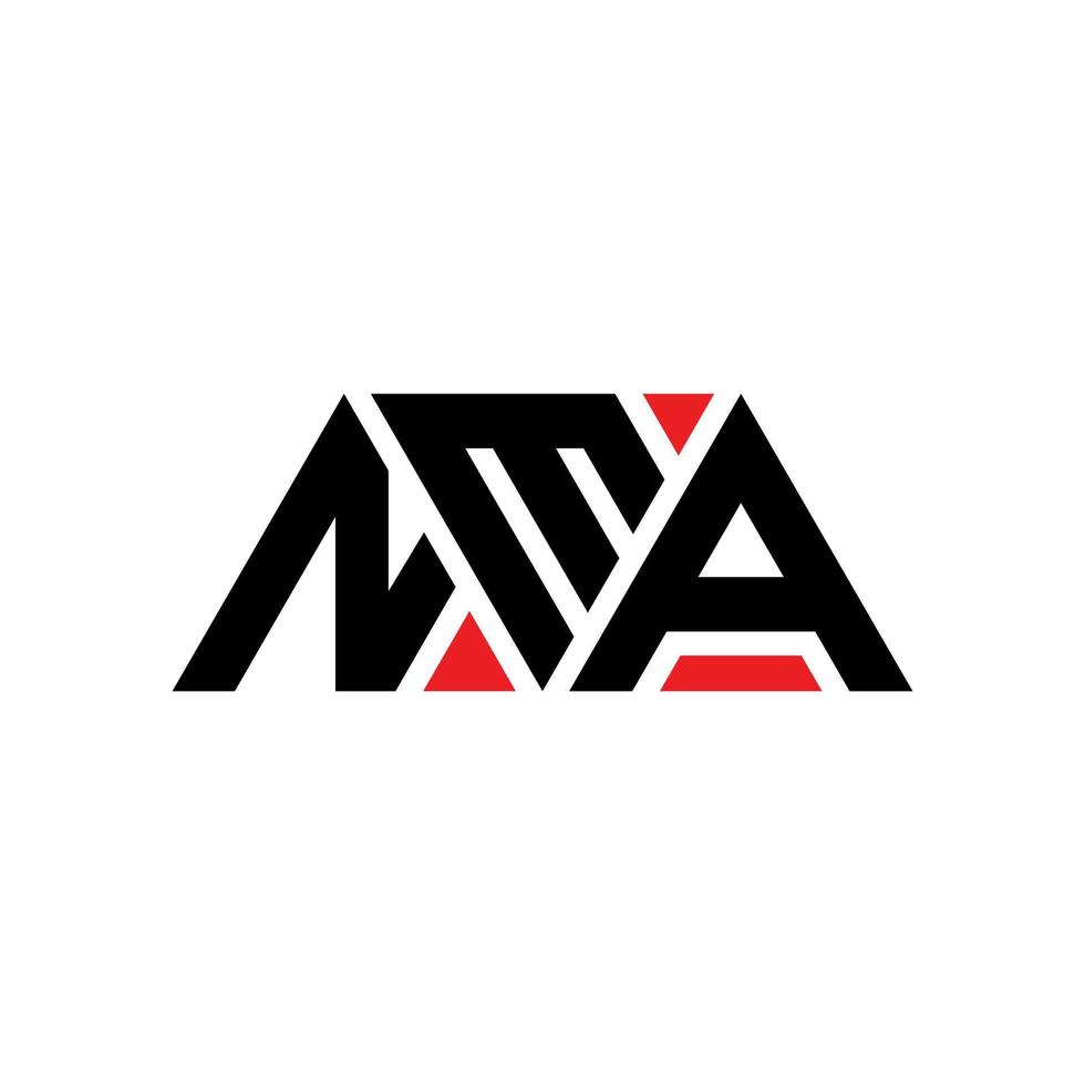 diseño de logotipo de letra triangular nma con forma de triángulo. monograma de diseño de logotipo de triángulo nma. plantilla de logotipo de vector de triángulo nma con color rojo. logotipo triangular nma logotipo simple, elegante y lujoso. nma