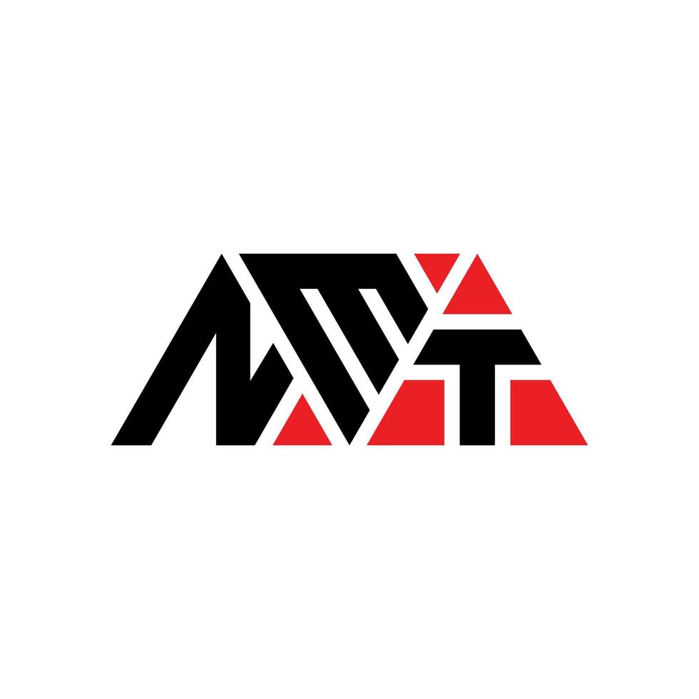 diseño de logotipo de letra triangular nmt con forma de triángulo. monograma de diseño de logotipo de triángulo nmt. plantilla de logotipo de vector de triángulo nmt con color rojo. logotipo triangular nmt logotipo simple, elegante y lujoso. nmt