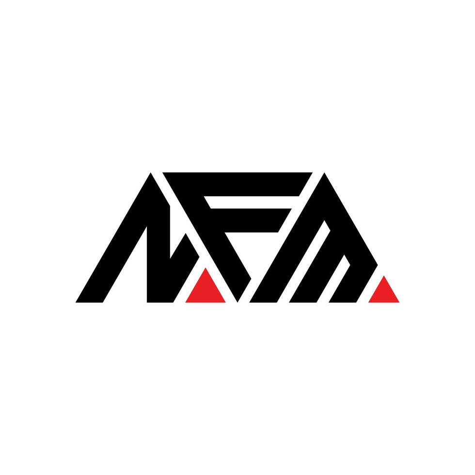 NFM triangle letter logo design with triangle shape. NFM triangle logo design monogram. NFM triangle vector logo template with red color. NFM triangular logo Simple, Elegant, and Luxurious Logo. NFM