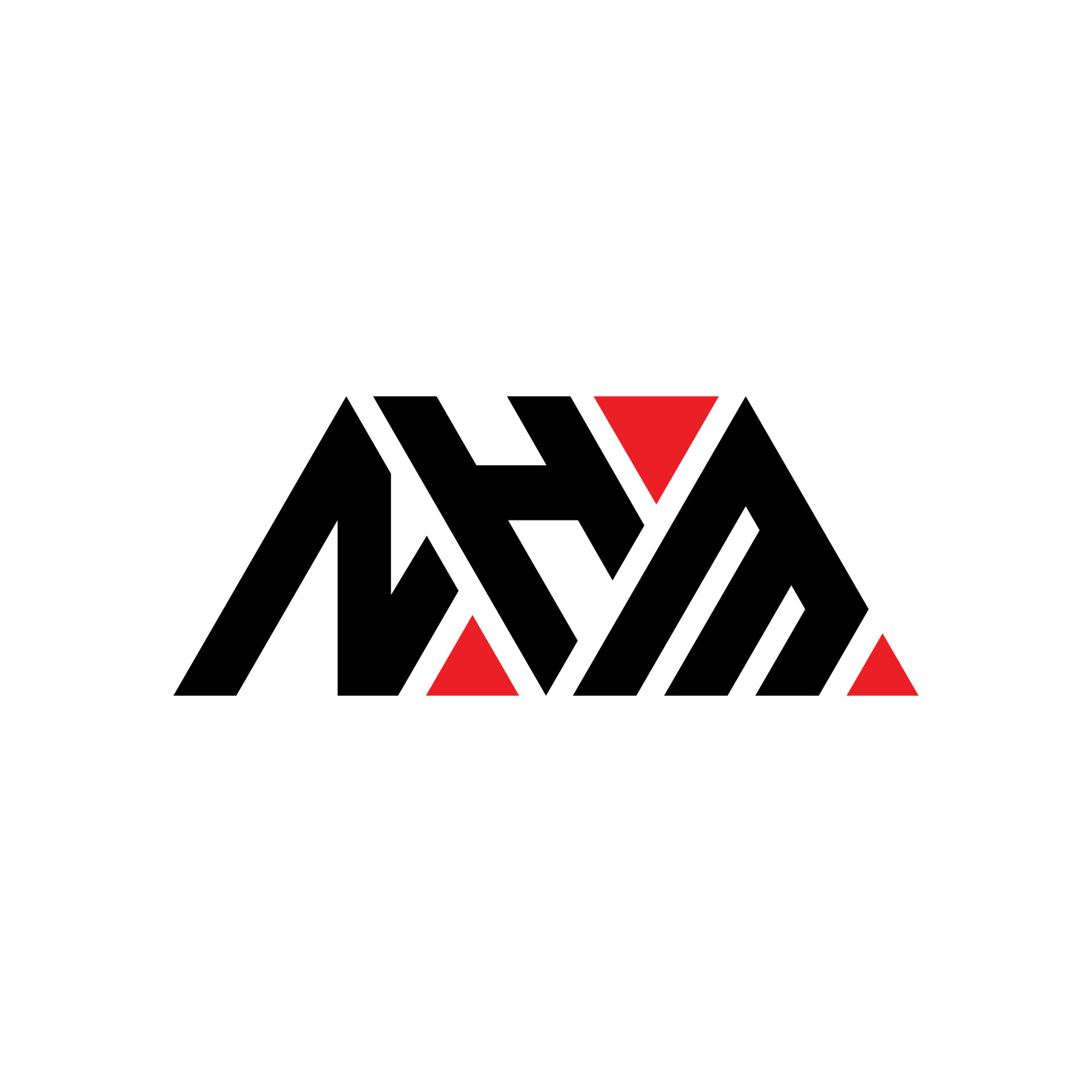 Diseño de logotipo de letra triangular nhm con forma de triángulo