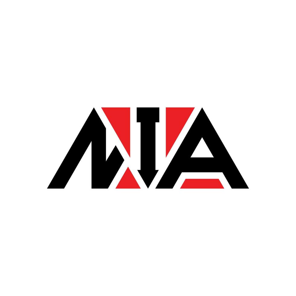 diseño de logotipo de letra triangular nia con forma de triángulo. monograma de diseño del logotipo del triángulo nia. plantilla de logotipo de vector de triángulo nia con color rojo. logo triangular de nia logo simple, elegante y lujoso. nia