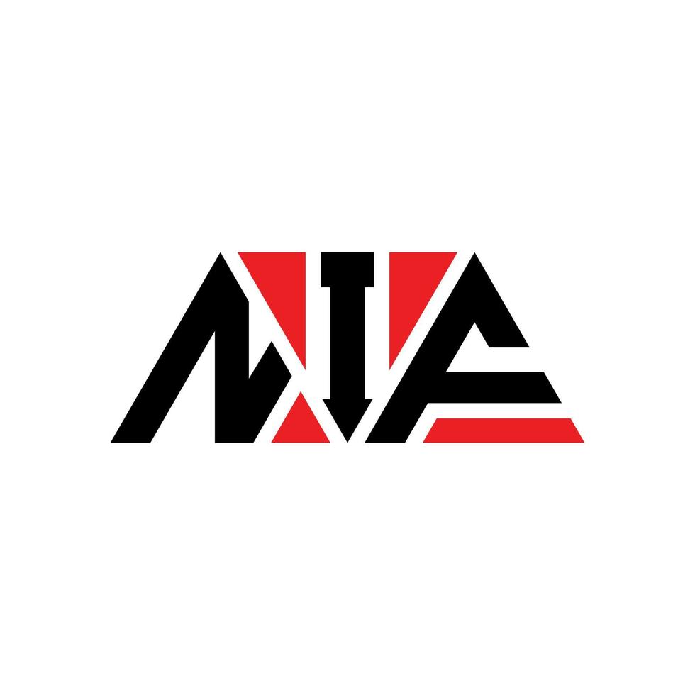 NIF triangle letter logo design with triangle shape. NIF triangle logo design monogram. NIF triangle vector logo template with red color. NIF triangular logo Simple, Elegant, and Luxurious Logo. NIF