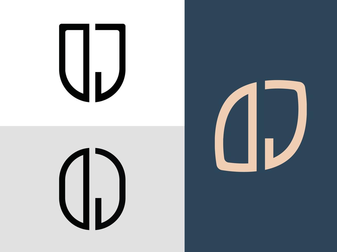paquete de diseños de logotipo de dj de letras iniciales creativas. vector
