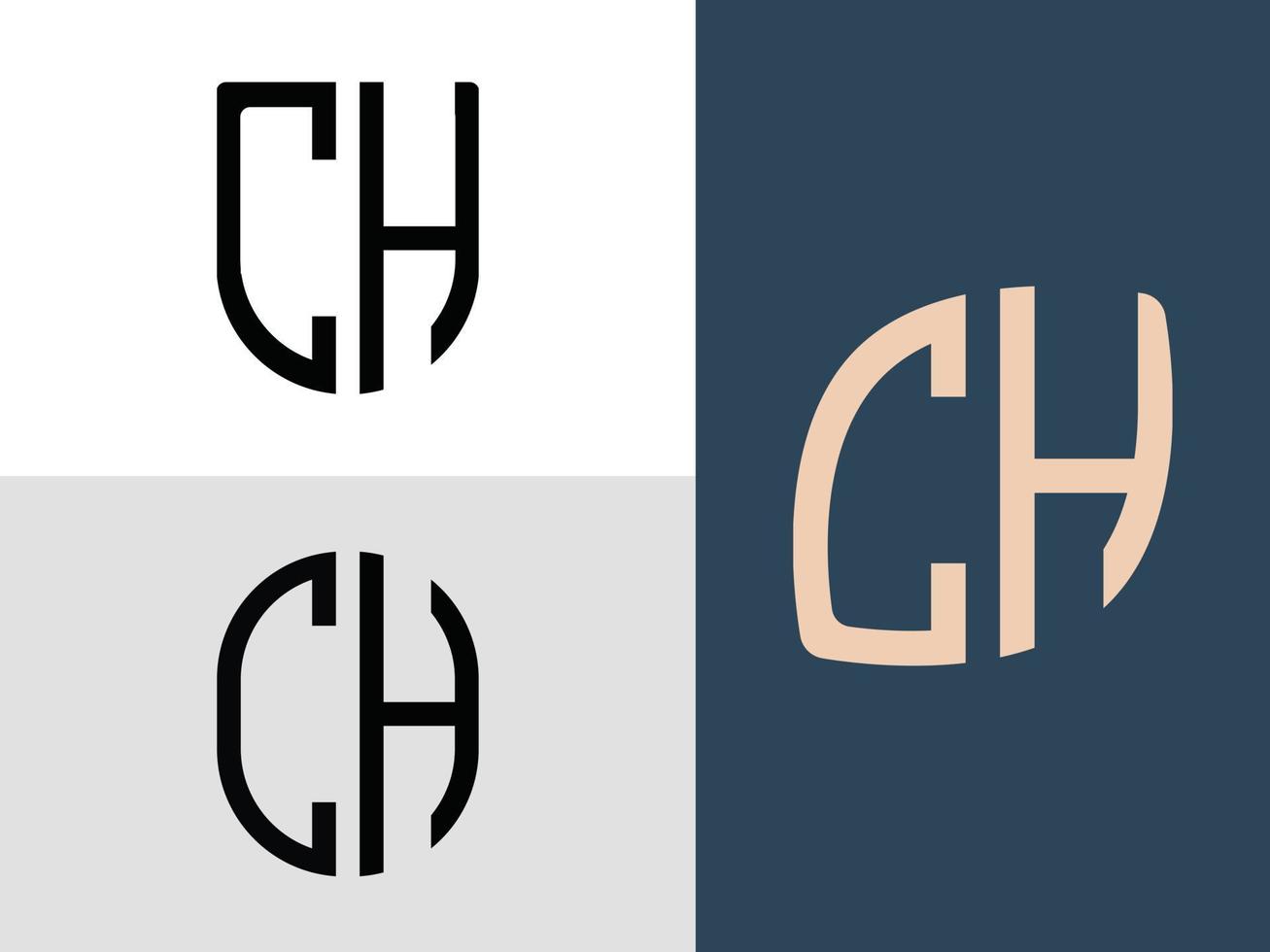 Creative Initial Letters CH Logo Designs Bundle. vector