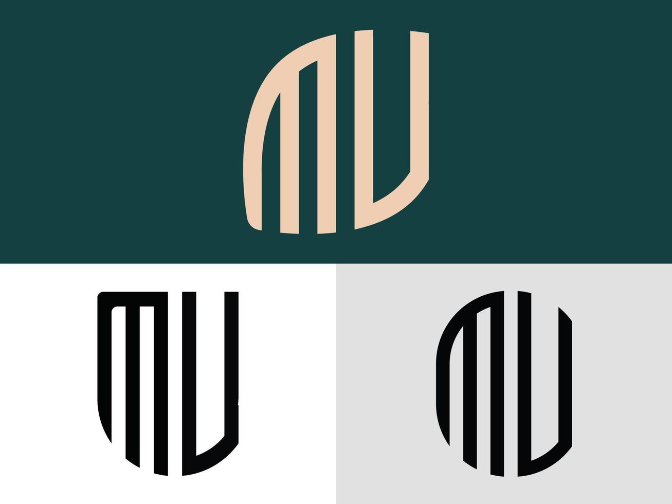 Creative Initial Letters MV Logo Designs Bundle. vector
