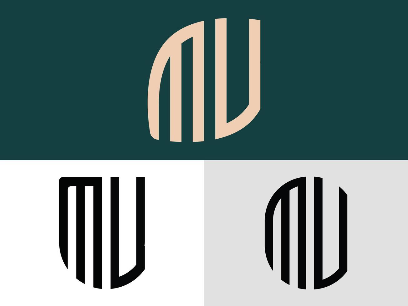 Paquete de diseños de logotipo de letras iniciales creativas mv. vector