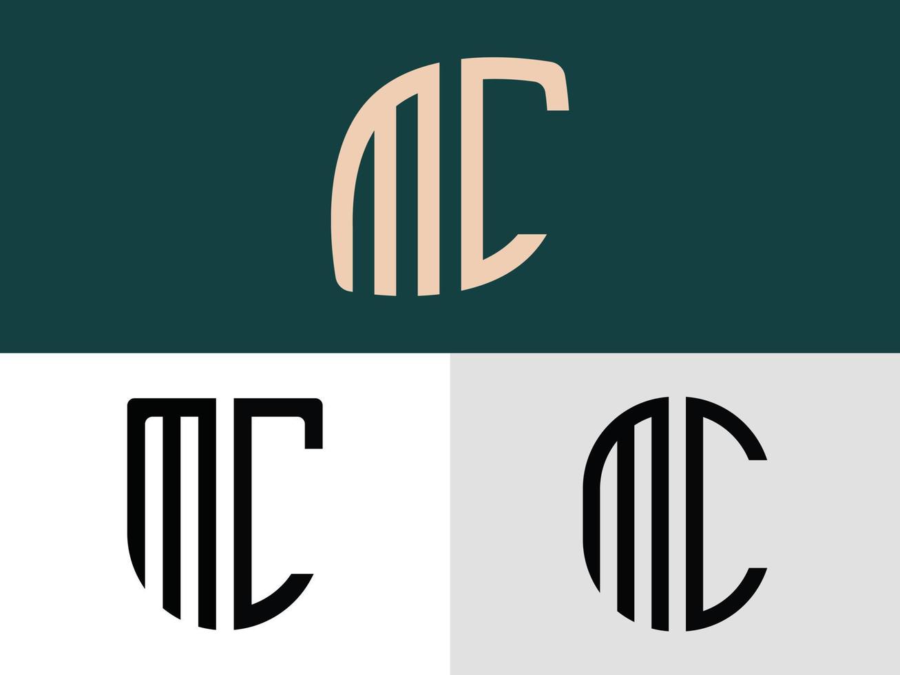 paquete de diseños de logotipos de letras iniciales creativas mc. vector