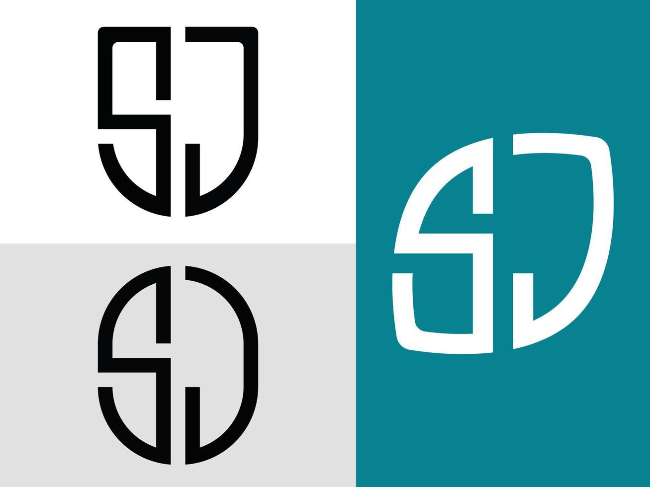 Creative Initial Letters SJ Logo Designs Bundle. vector