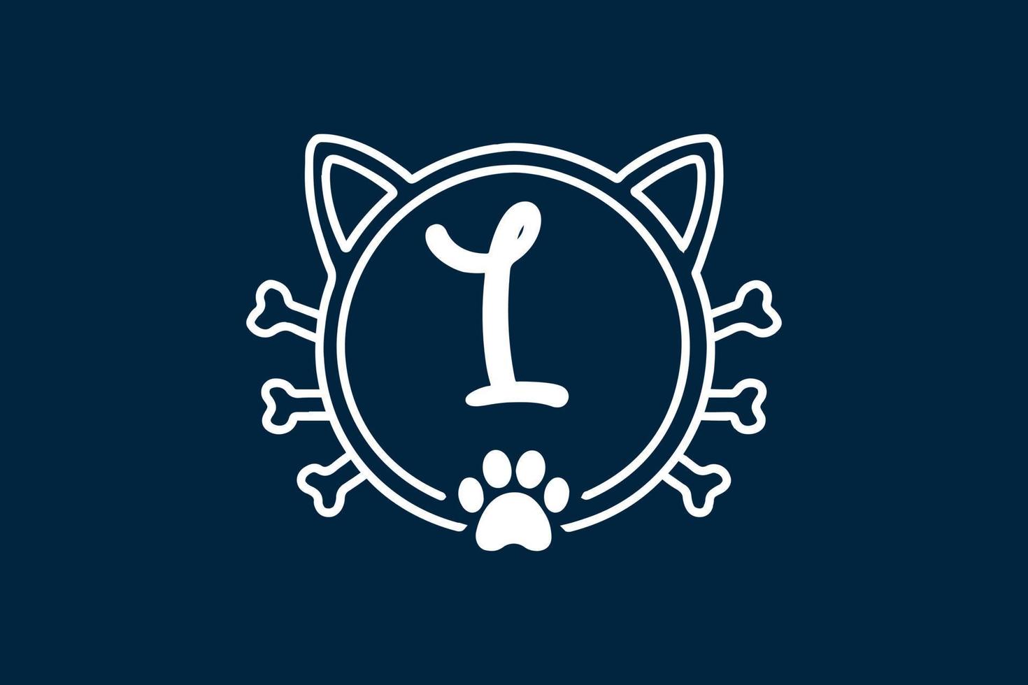 Diseños del logotipo de la letra l del monograma del gato. vector