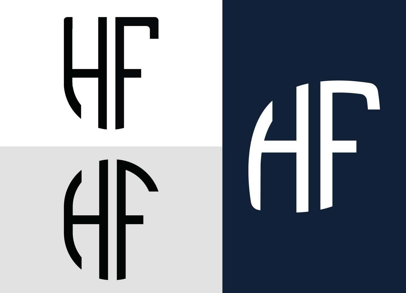 paquete de diseños de logotipo hf con letras iniciales creativas. vector