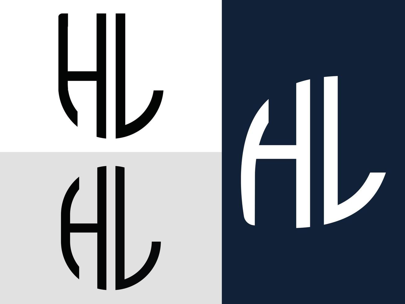 paquete de diseños de logotipo de letras iniciales creativas hl. vector