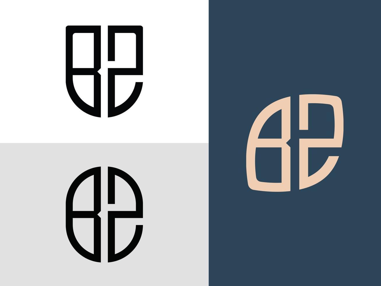 Creative Initial Letters BZ Logo Designs Bundle. vector