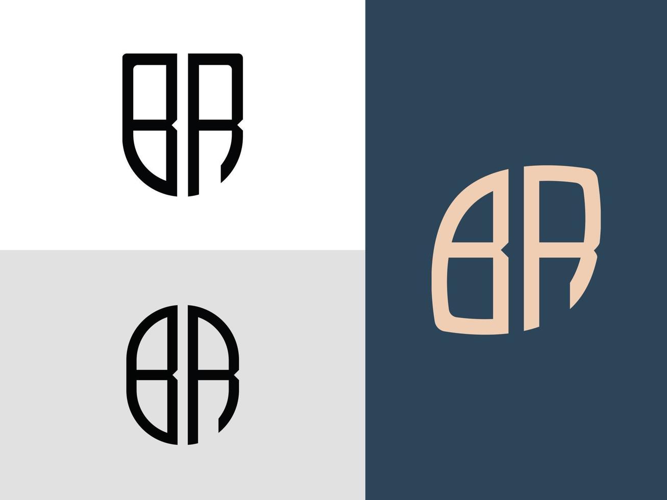 Creative Initial Letters BR Logo Designs Bundle. vector