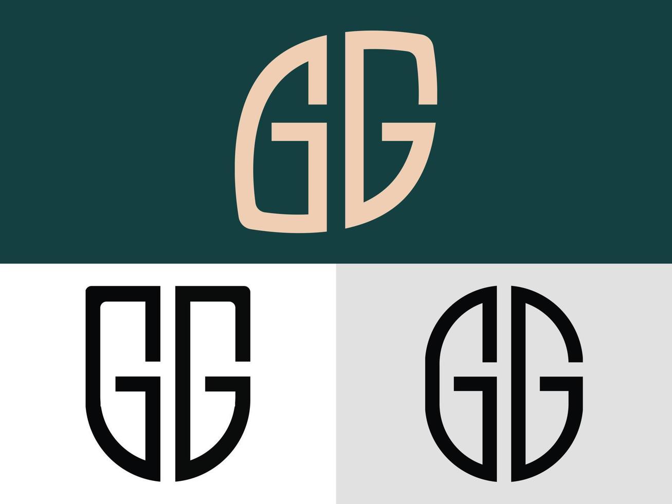 Creative Initial Letters GG Logo Designs Bundle. vector