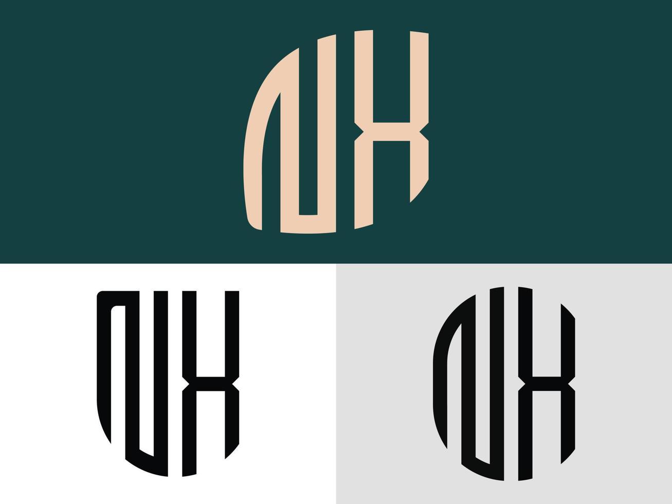 Paquete creativo de diseños de logotipos de letras iniciales nx. vector