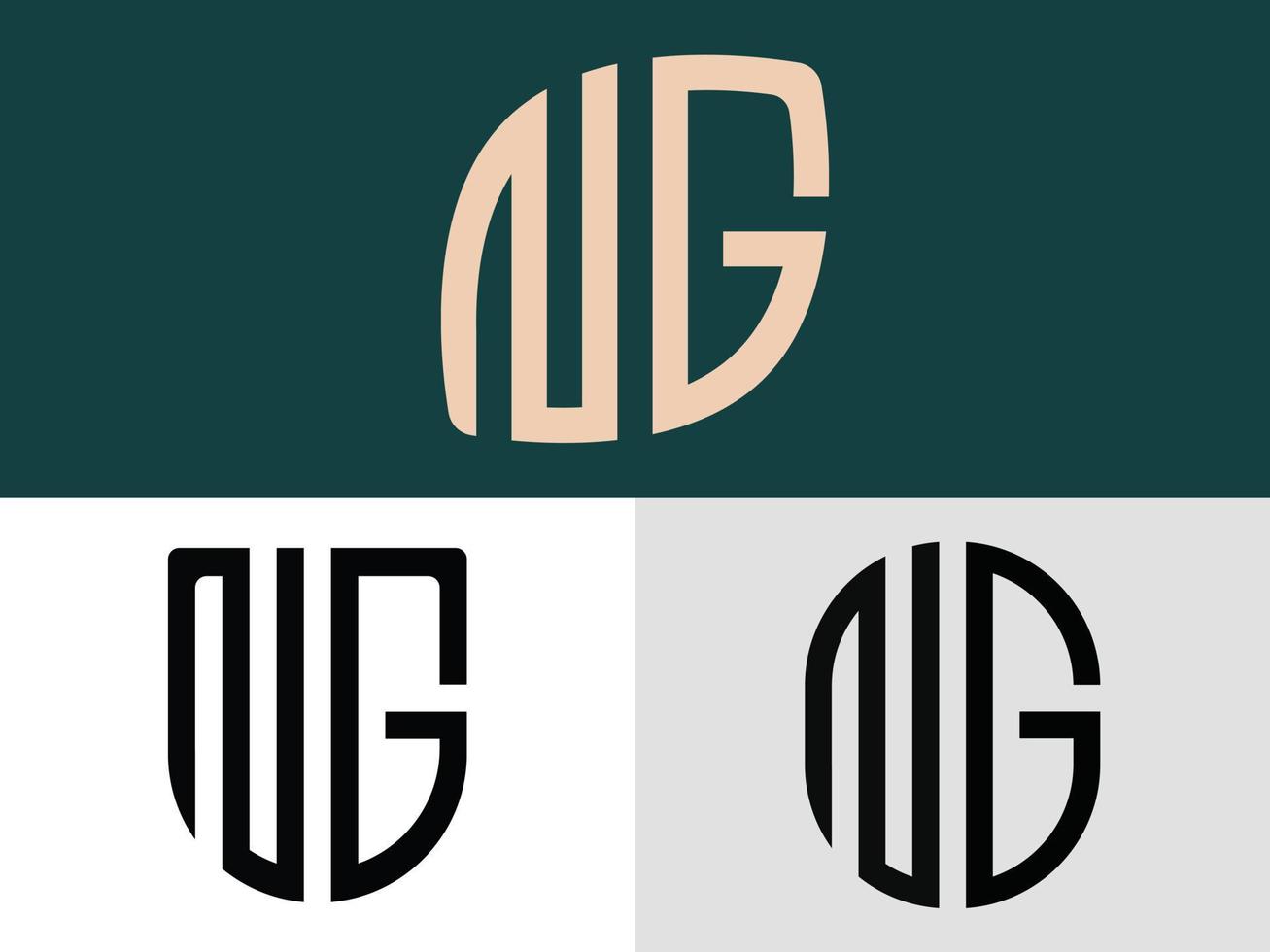 Creative Initial Letters NG Logo Designs Bundle. vector