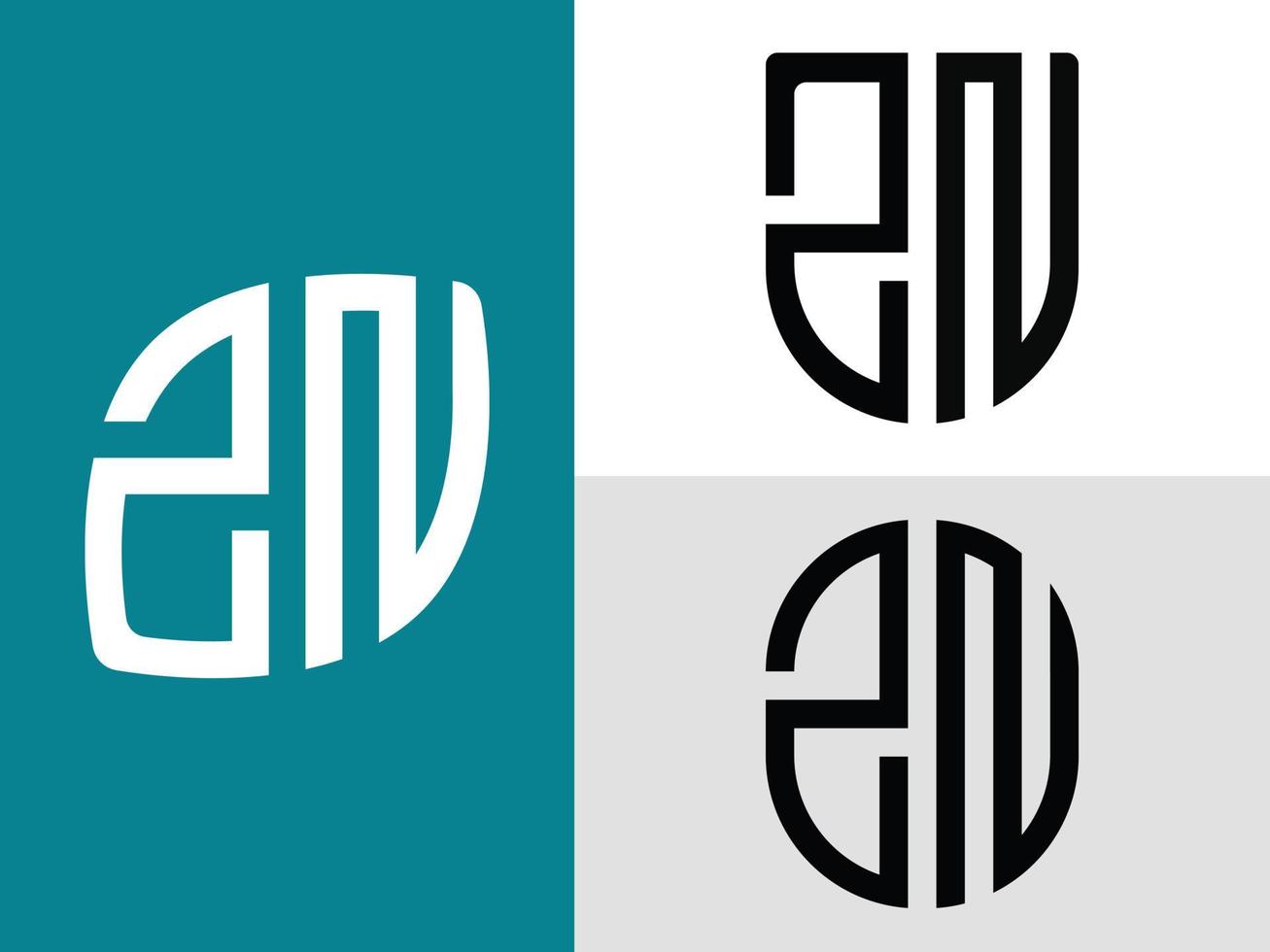 Creative Initial Letters ZN Logo Designs Bundle. vector