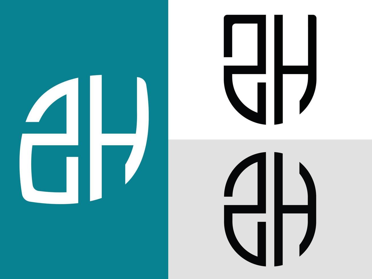 paquete de diseños de logotipos de letras iniciales creativas zh. vector