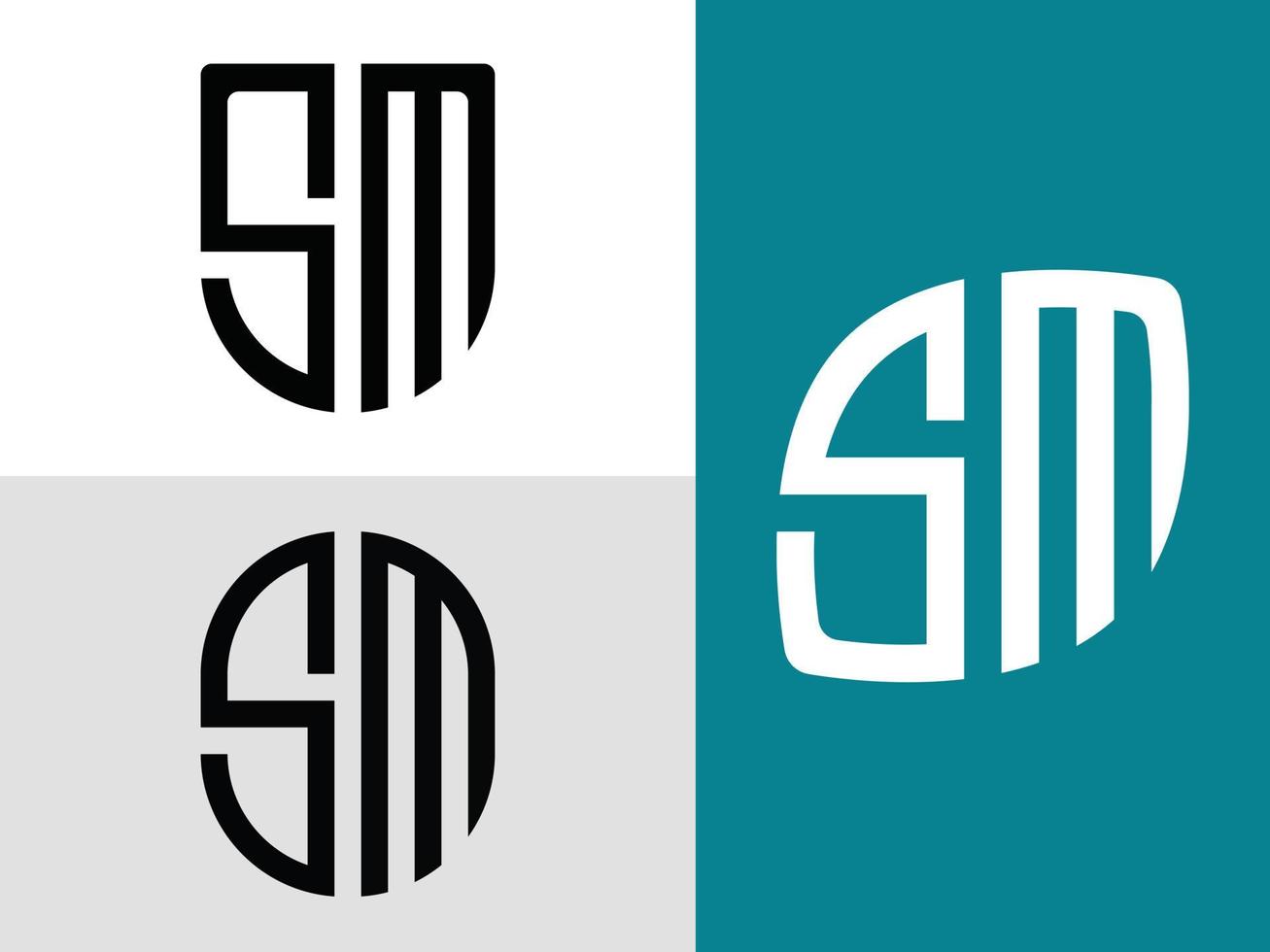 Creative Initial Letters SM Logo Designs Bundle. vector