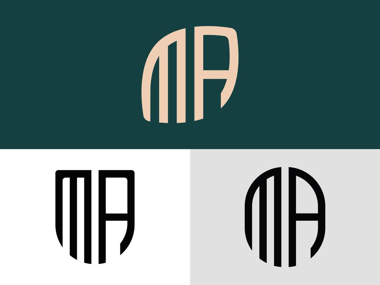 paquete de diseños de logotipo de letras iniciales creativas ma. vector