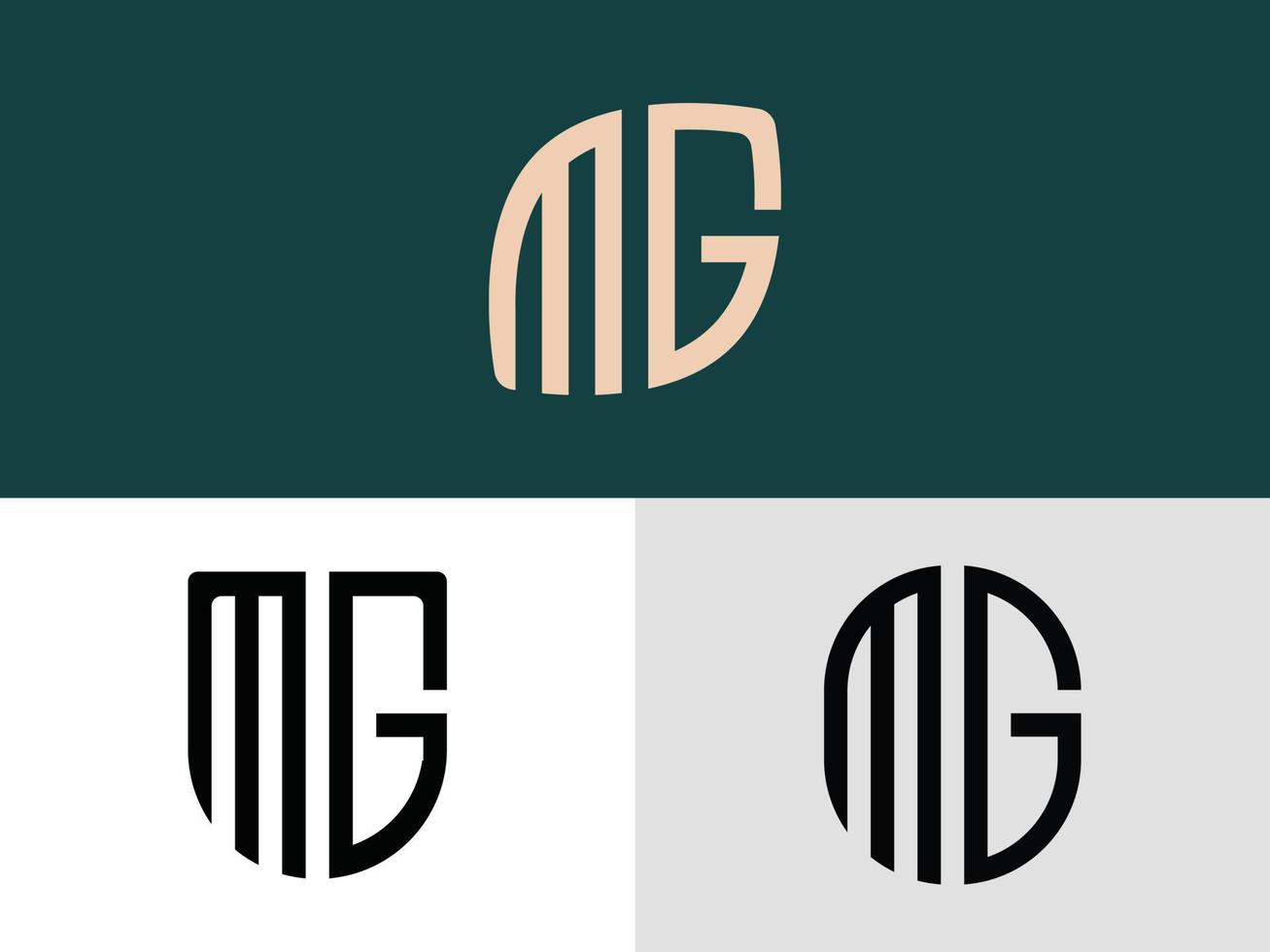 Creative Initial Letters MG Logo Designs Bundle. vector