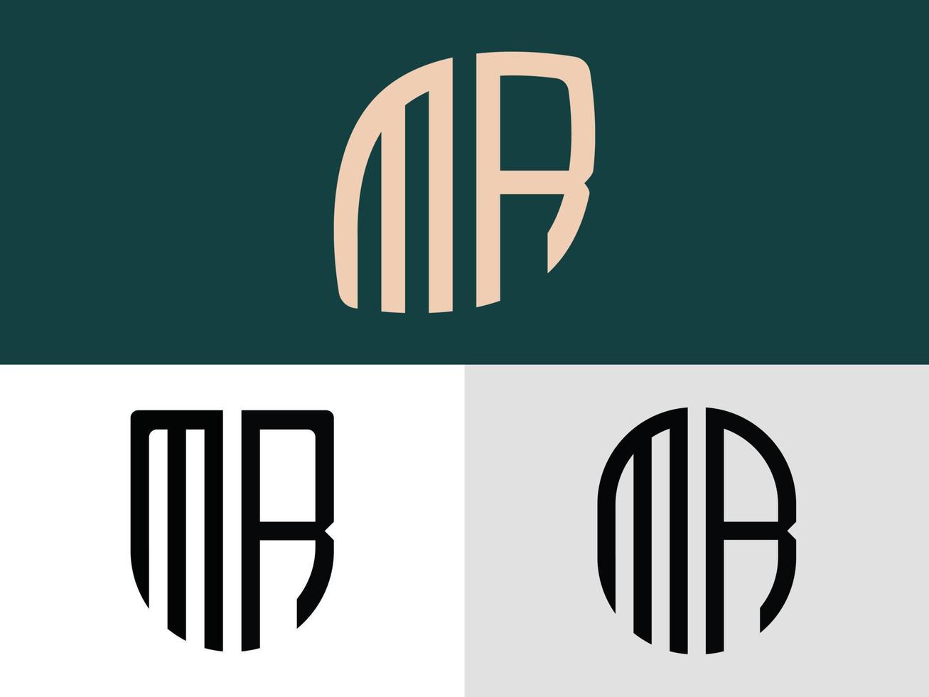 Creative Initial Letters MR Logo Designs Bundle. vector