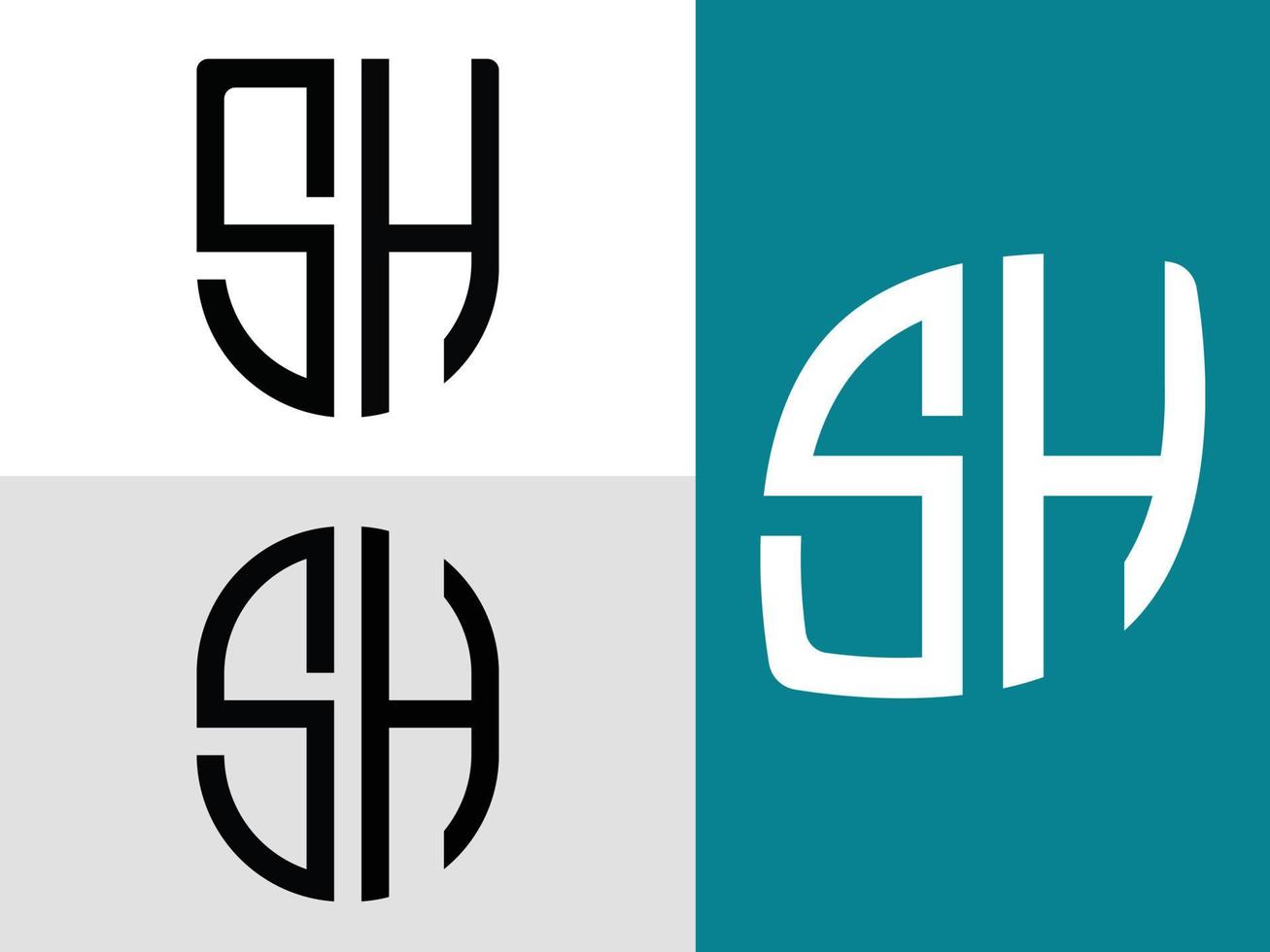 Creative Initial Letters SH Logo Designs Bundle. vector