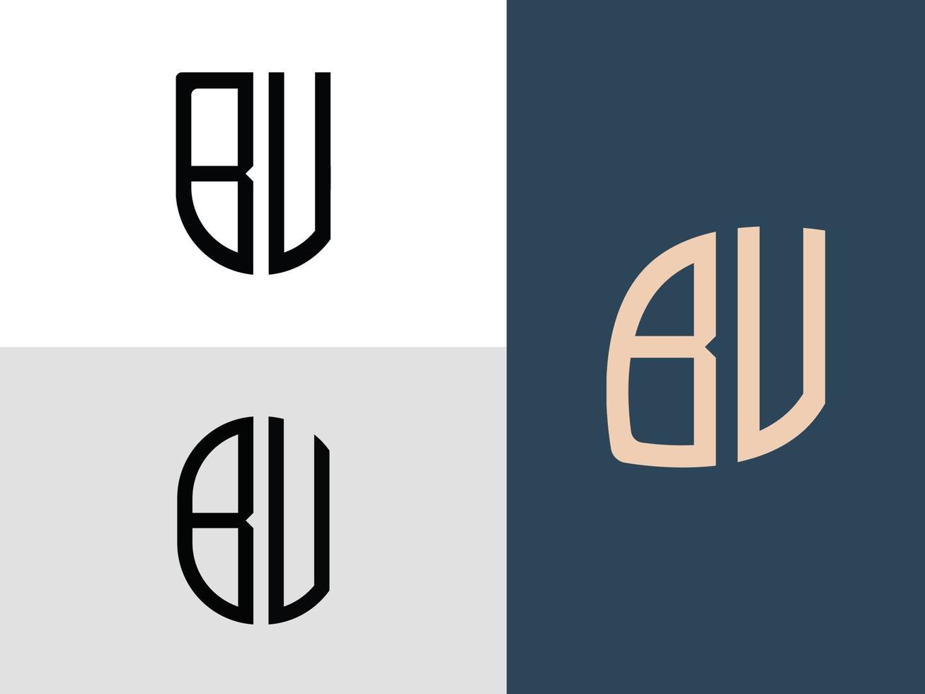 paquete de diseños de logotipos bv de letras iniciales creativas. vector