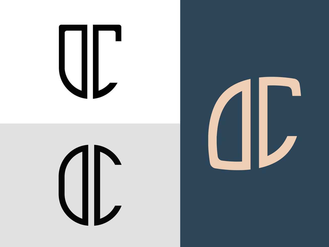 paquete de diseños de logotipo de dc de letras iniciales creativas. vector