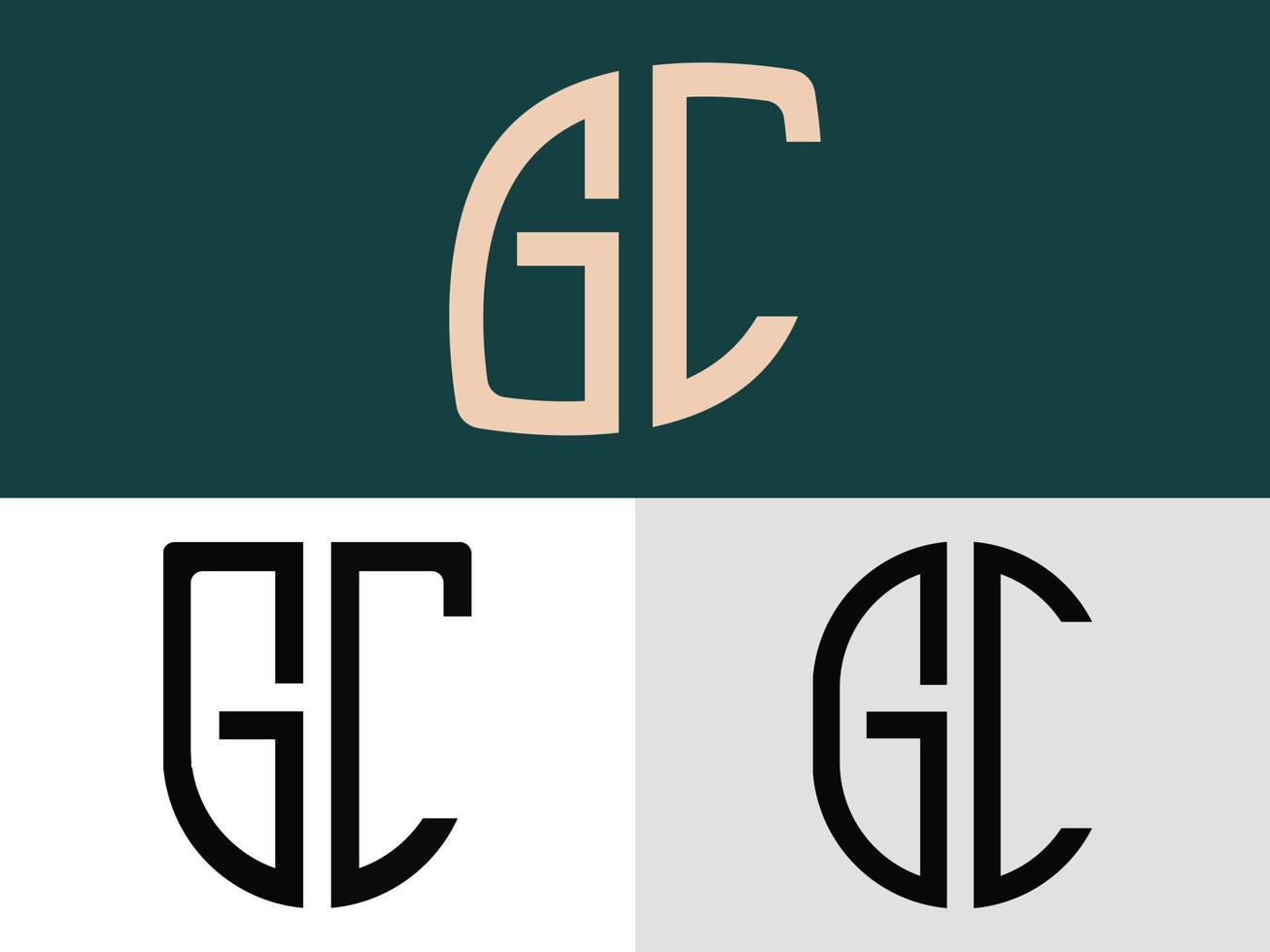 Paquete de diseños de logotipos de letras iniciales creativas gc. vector