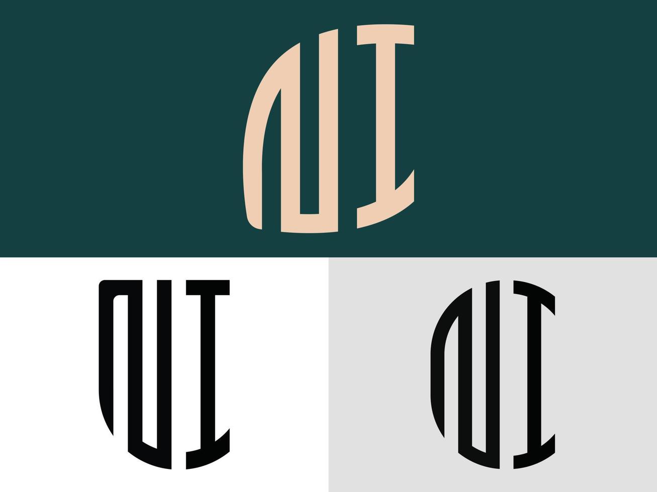 paquete de diseños de logotipos ni de letras iniciales creativas. vector