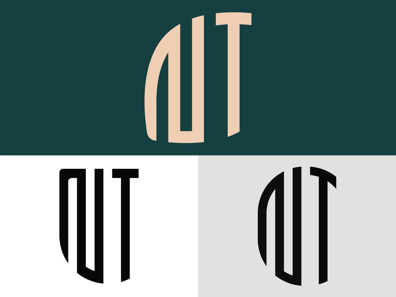 Creative Initial Letters NT Logo Designs Bundle. vector