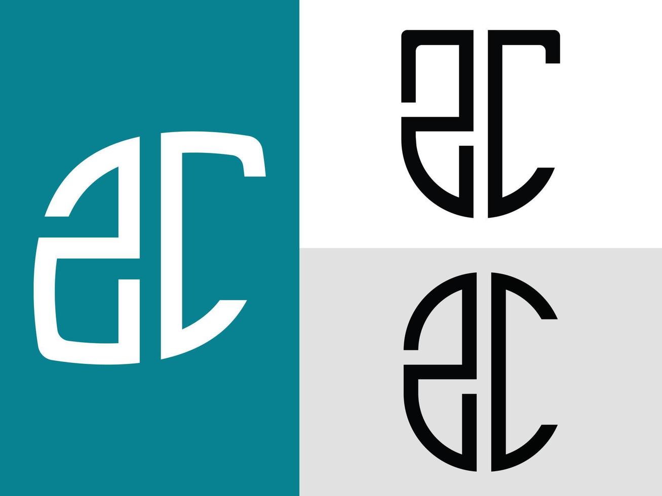Creative Initial Letters ZC Logo Designs Bundle. vector