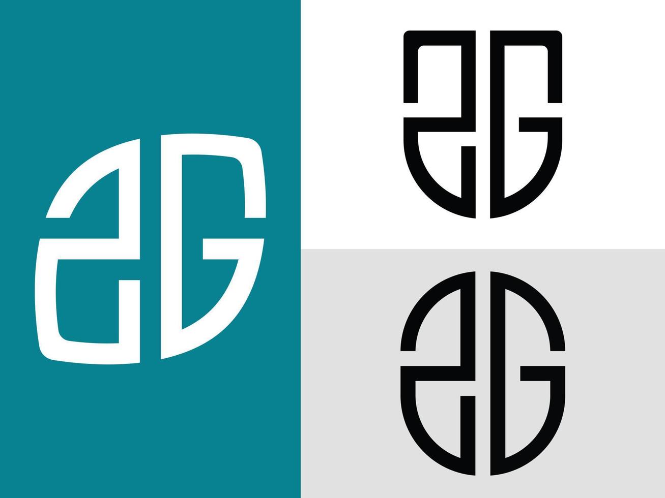 paquete de diseños de logotipos de letras iniciales creativas zg. vector